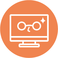 パソコンが先生風になったロゴ